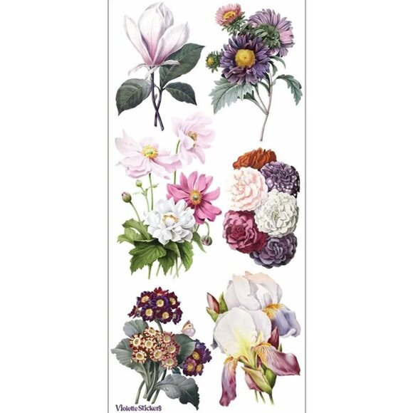 3 for $10 - Violette Stickers - Hepburn‎ Floral - 1 Sticker Sheet for Stationary - Picture 1 of 4